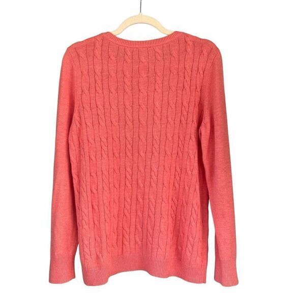 S2 TALBOTS PEACH CABLE KNIT LAMBSWOOL SWEATER SIZE XL‎ - Picture 2 of 8